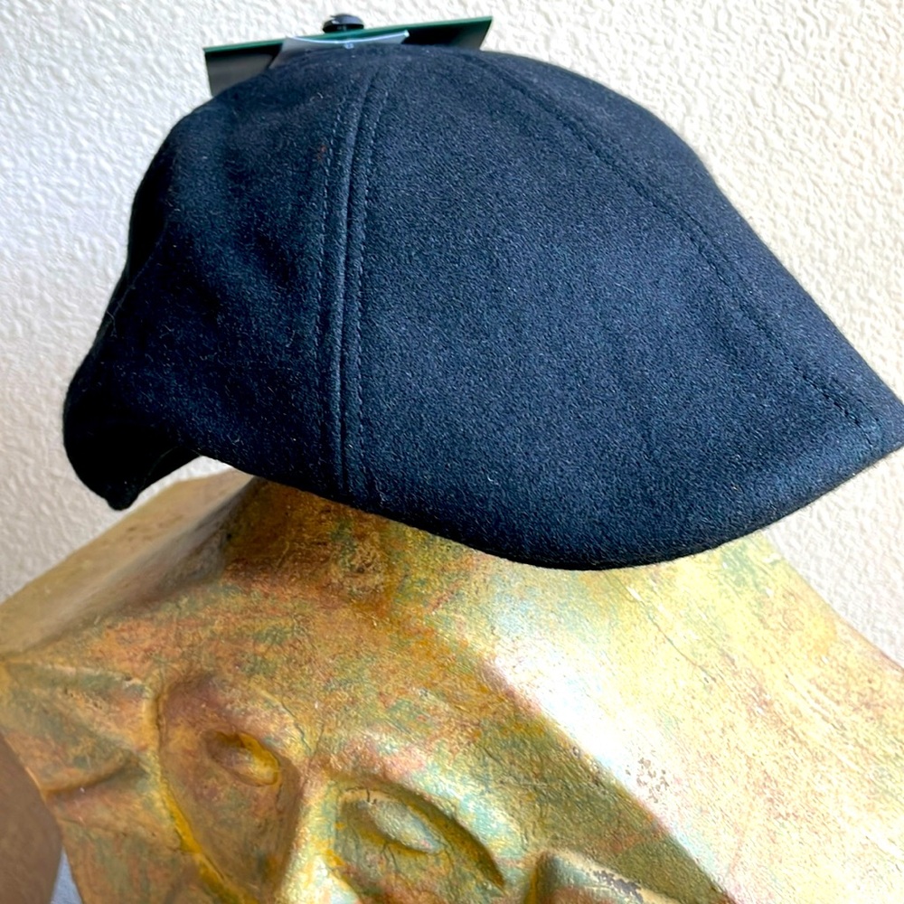 NWT Woolrich Lined Black Wool Newsboy Hat XL
